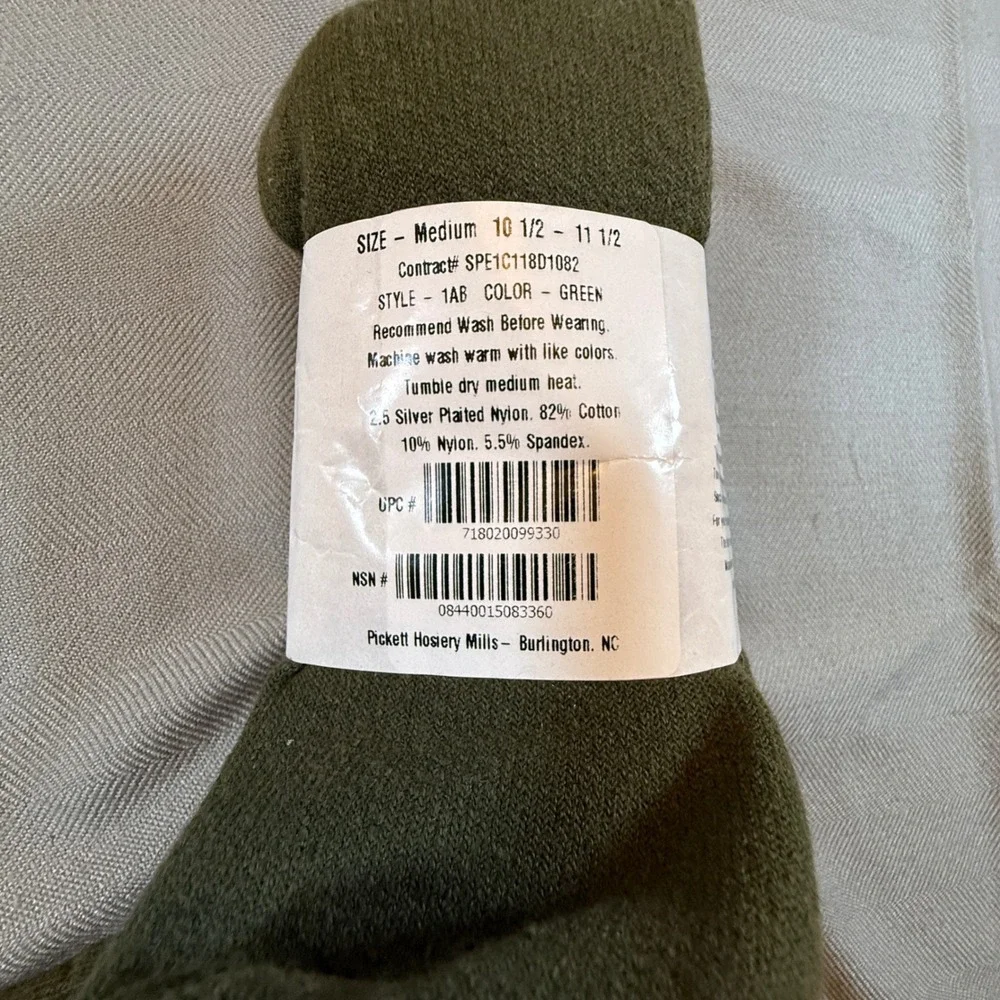 US Military Pickett Hosiery Mills 3 Pair Olive Green Cushion Boot Medium 2252
